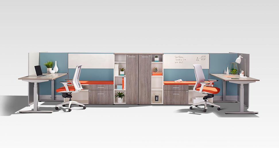 Height adjustable table in office